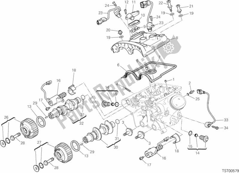 All parts for the Vertical Cylinder Head - Timing of the Ducati Multistrada 1200 S Touring Brasil 2016